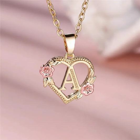 LittleLuxury's A-Z Flower Pendant Necklace: Personalize Your Elegance